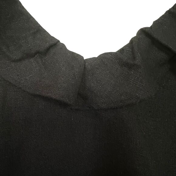 Old Navy Size M in Black Jack Sundress Ruffle Straps V-neck Smocked Linen Blend - Picture 2 of 10